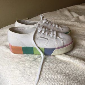 Superga Rainbow Pastel Platform Shoes